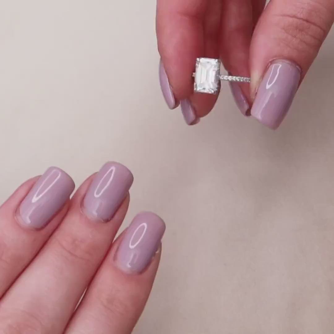 3.0 CT Emerald Hidden Halo & Pave Moissanite Engagement Ring